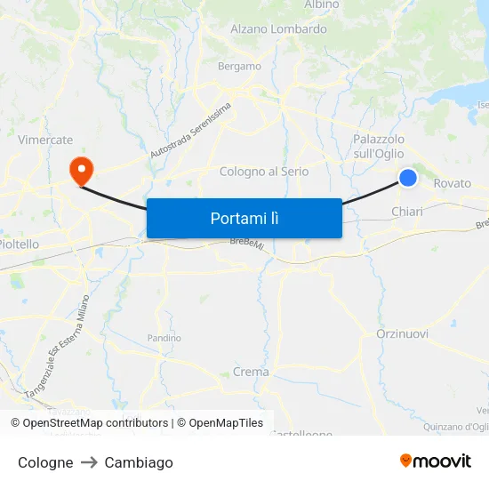 Cologne to Cambiago map