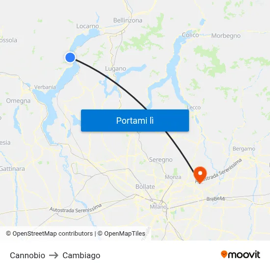 Cannobio to Cambiago map