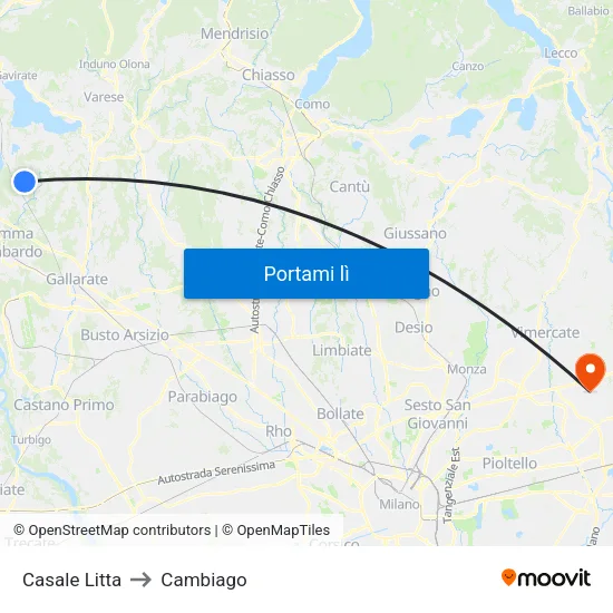 Casale Litta to Cambiago map