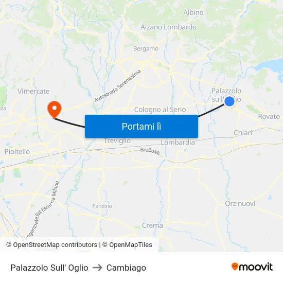 Palazzolo Sull' Oglio to Cambiago map