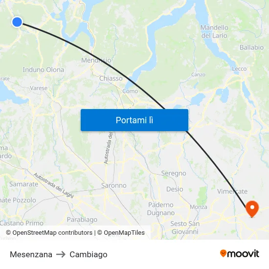 Mesenzana to Cambiago map