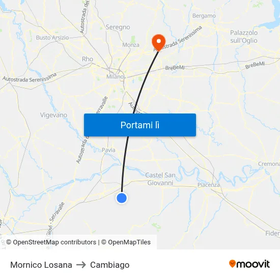 Mornico Losana to Cambiago map