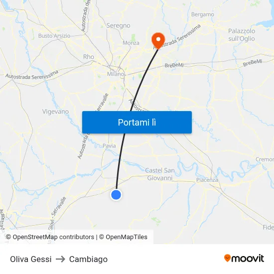 Oliva Gessi to Cambiago map