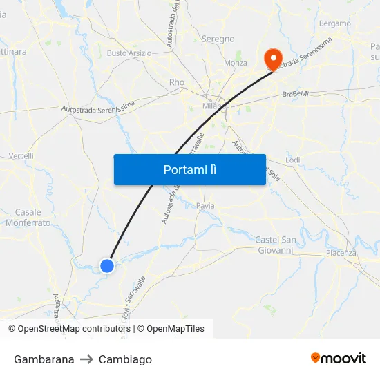 Gambarana to Cambiago map