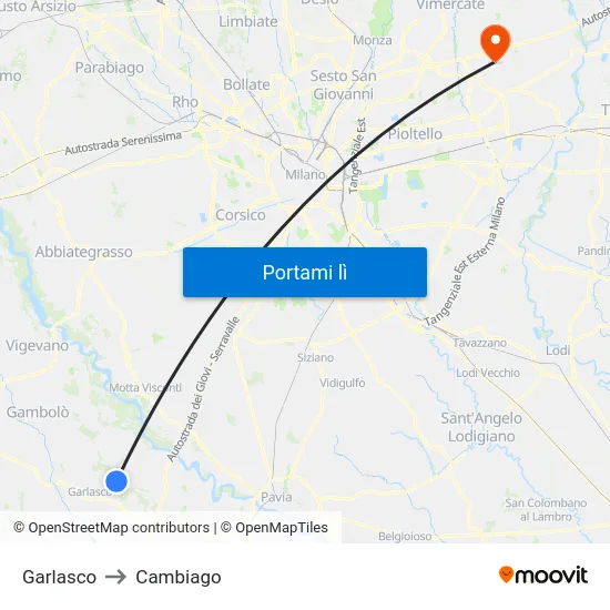 Garlasco to Cambiago map