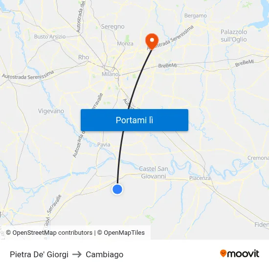 Pietra De' Giorgi to Cambiago map