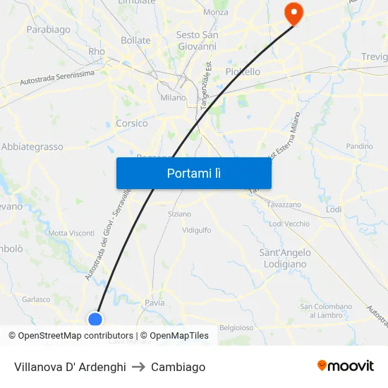 Villanova D' Ardenghi to Cambiago map