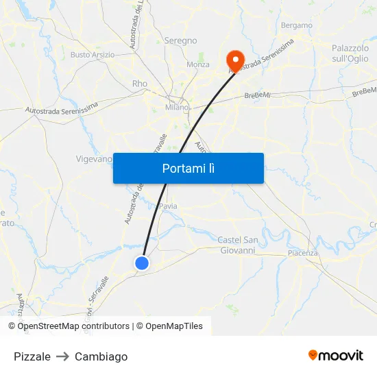 Pizzale to Cambiago map