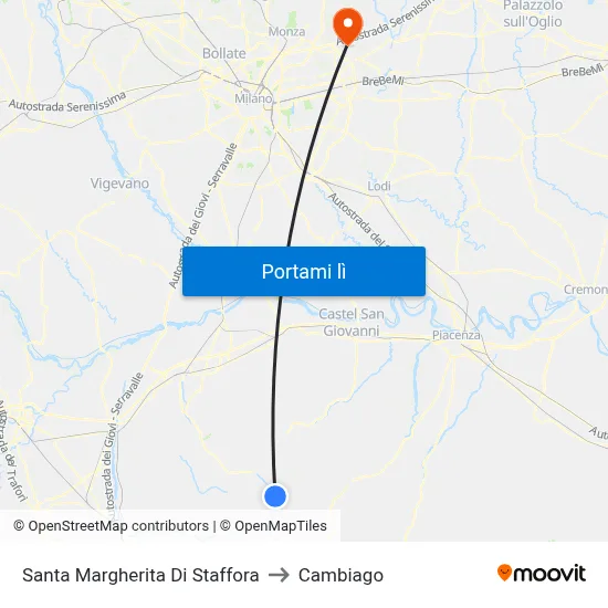 Santa Margherita Di Staffora to Cambiago map