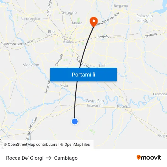 Rocca De' Giorgi to Cambiago map