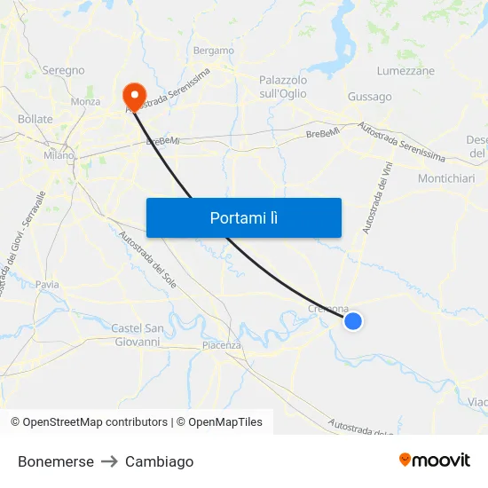 Bonemerse to Cambiago map