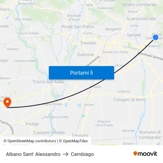Albano Sant' Alessandro to Cambiago map