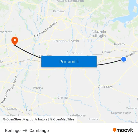Berlingo to Cambiago map