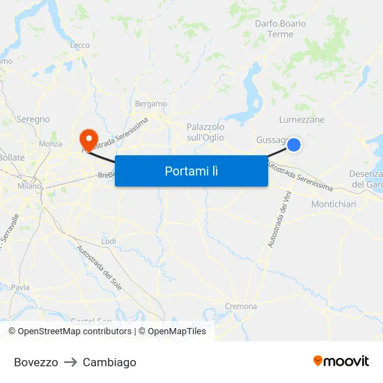 Bovezzo to Cambiago map