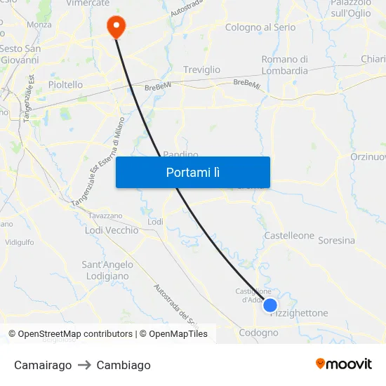 Camairago to Cambiago map