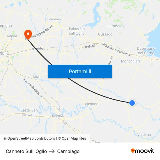 Canneto Sull' Oglio to Cambiago map