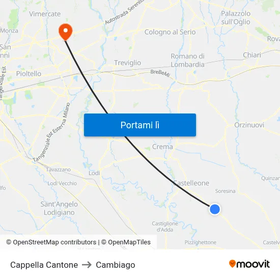 Cappella Cantone to Cambiago map