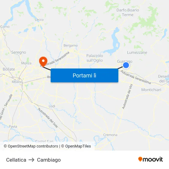 Cellatica to Cambiago map