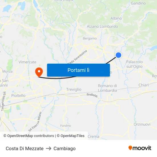 Costa Di Mezzate to Cambiago map