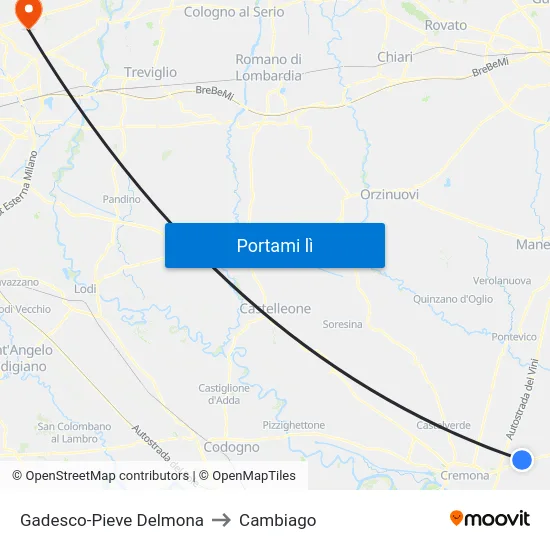 Gadesco-Pieve Delmona to Cambiago map