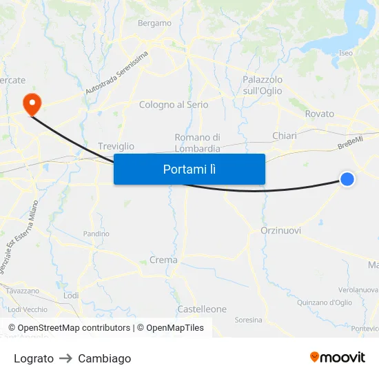 Lograto to Cambiago map