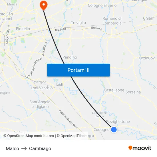 Maleo to Cambiago map