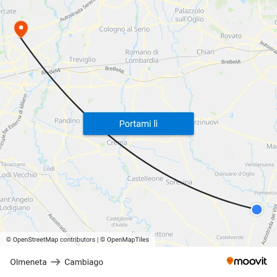 Olmeneta to Cambiago map
