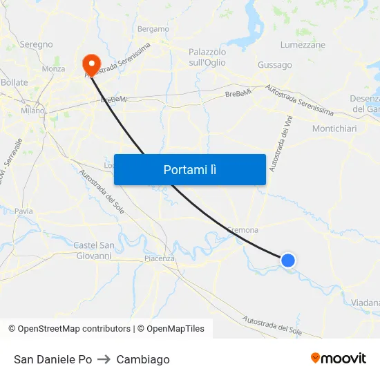 San Daniele Po to Cambiago map