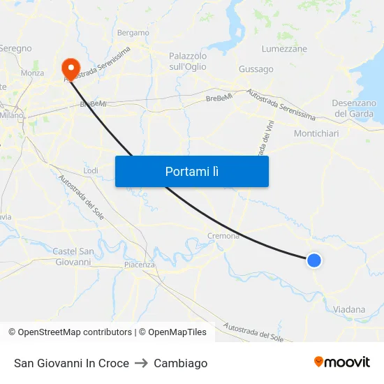San Giovanni In Croce to Cambiago map