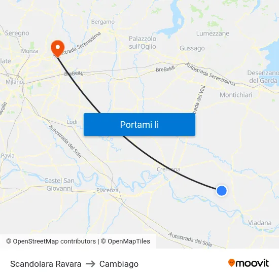 Scandolara Ravara to Cambiago map