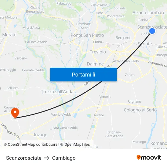 Scanzorosciate to Cambiago map
