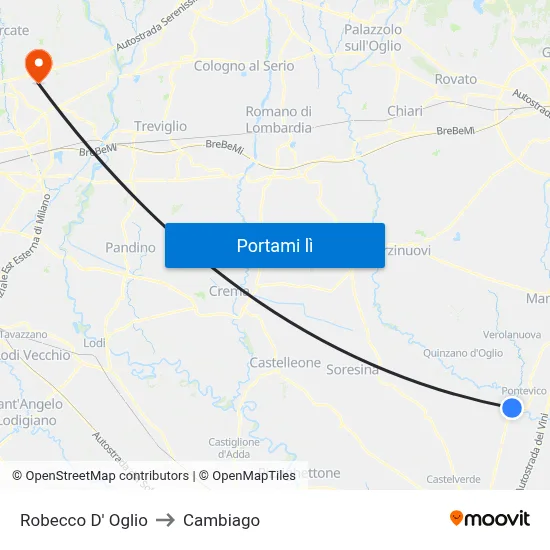 Robecco D' Oglio to Cambiago map