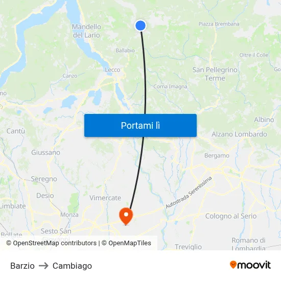 Barzio to Cambiago map