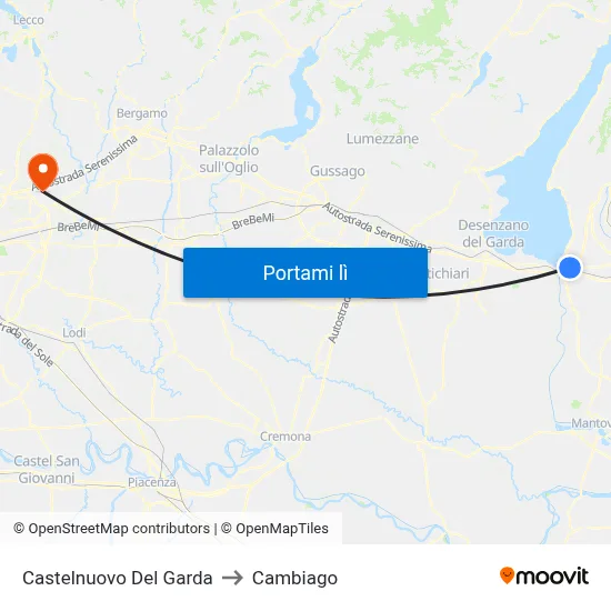 Castelnuovo Del Garda to Cambiago map