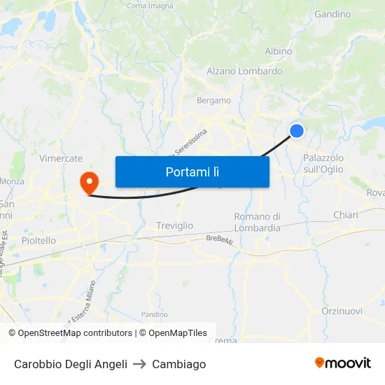 Carobbio Degli Angeli to Cambiago map