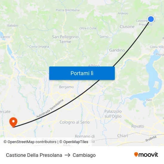 Castione Della Presolana to Cambiago map