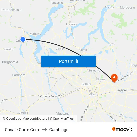 Casale Corte Cerro to Cambiago map