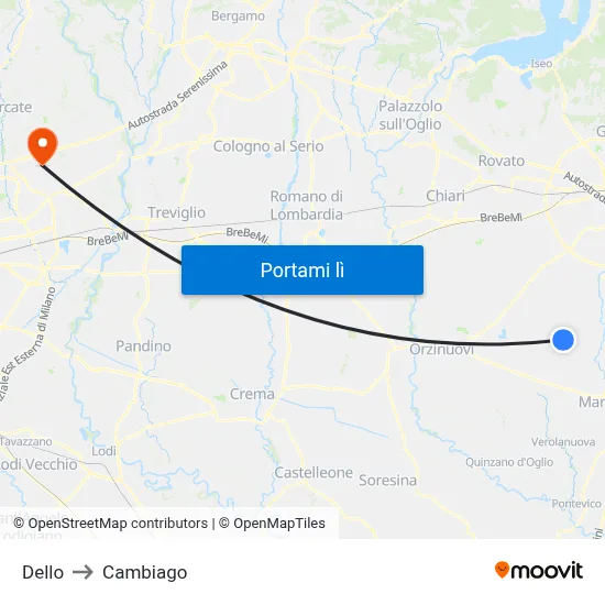 Dello to Cambiago map
