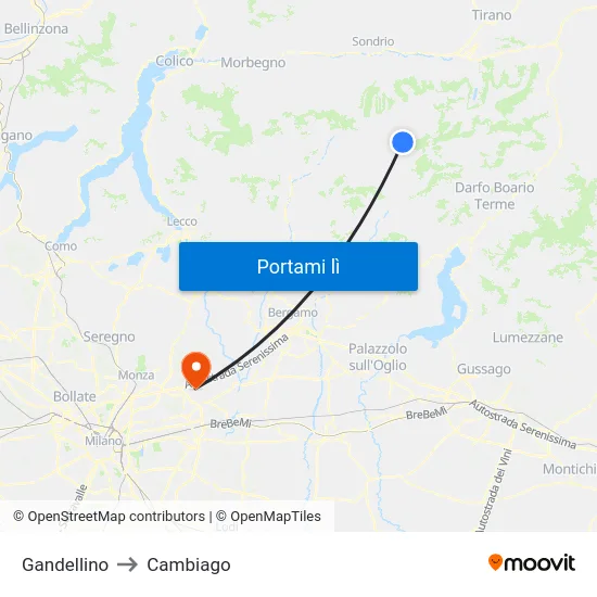 Gandellino to Cambiago map