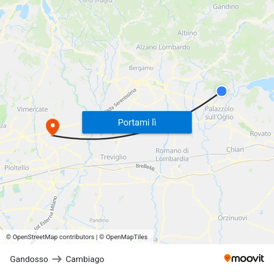 Gandosso to Cambiago map