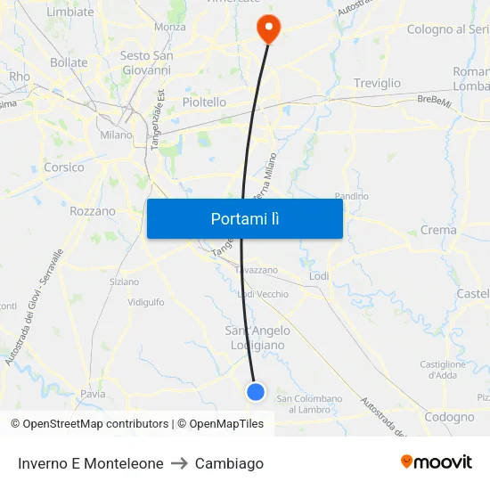 Inverno E Monteleone to Cambiago map