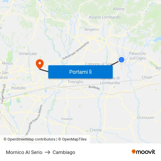 Mornico Al Serio to Cambiago map