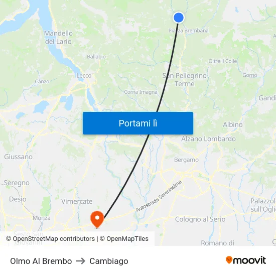 Olmo Al Brembo to Cambiago map