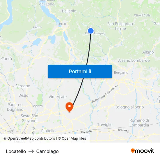 Locatello to Cambiago map