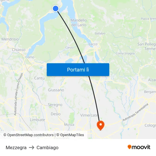 Mezzegra to Cambiago map