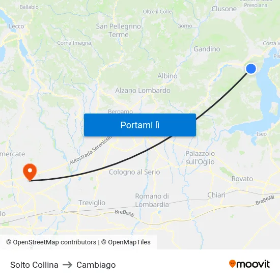Solto Collina to Cambiago map
