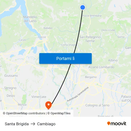Santa Brigida to Cambiago map
