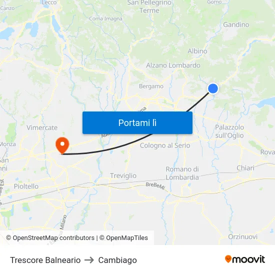 Trescore Balneario to Cambiago map