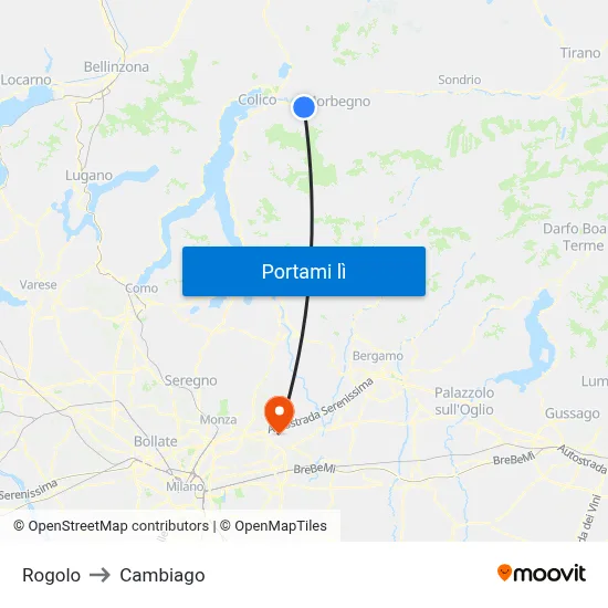 Rogolo to Cambiago map