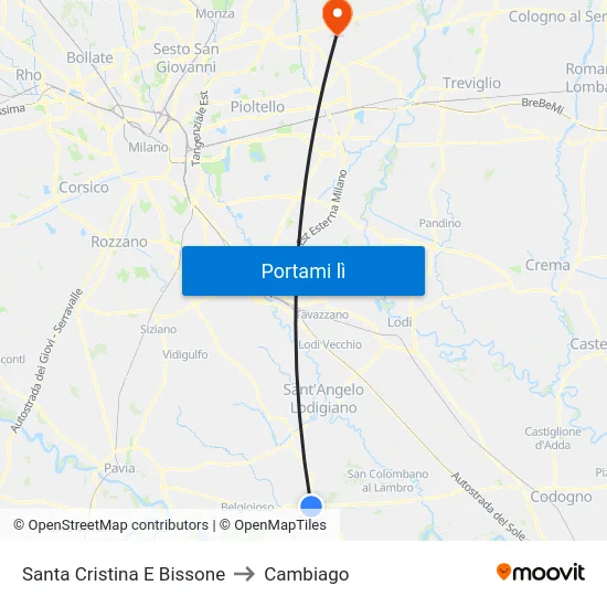Santa Cristina E Bissone to Cambiago map